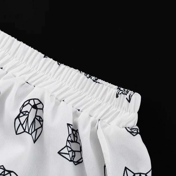 Shorts Set Homewear Fashion Loose Print 2 Piece Sets Womens Outfits Casual Lace Up Long Sleeve Robes With High Waist Pajama 2023