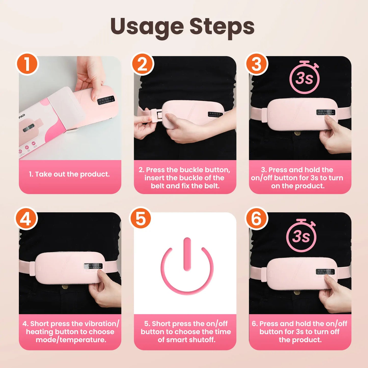 Uterus Warming Belt Electric Thermal Pad Waist Heating Belt Period Pain Relief Waist Protection Hot Compression Vibration Belt