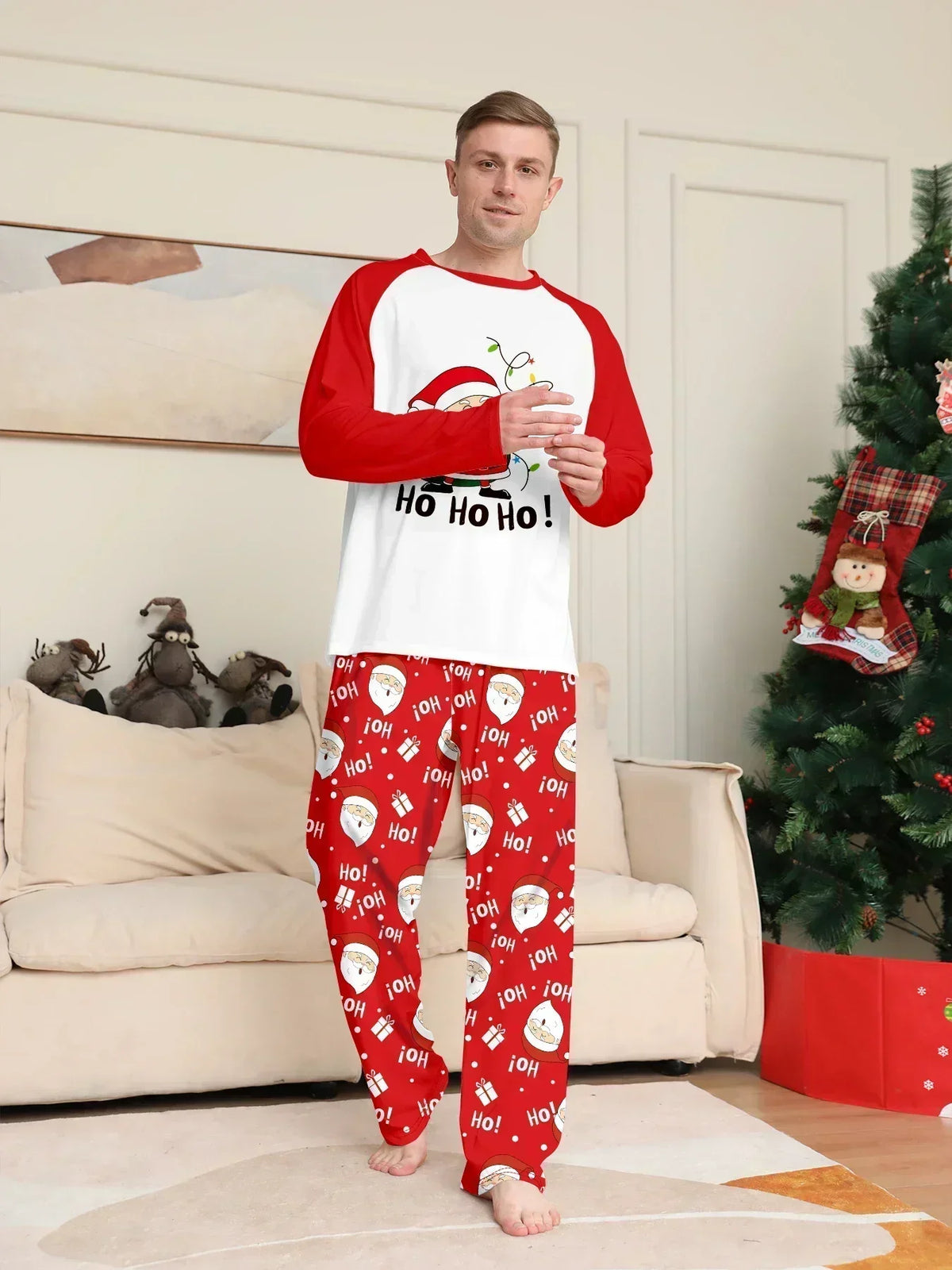 Christmas Family Look Pajamas Set Santa Print Mother Father Kids Matching Outfits Cute Loose 2 Pcs Suit Sleepwear Xmas Wear 4XL