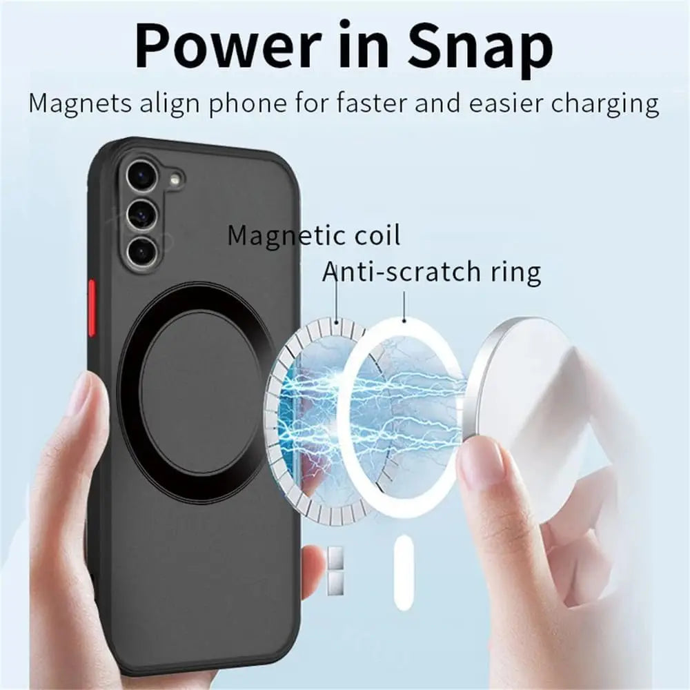 With Magsafe Luxury Matte Magnetic Case For Samsung Galaxy S20 S21 S22 S23 FE S24 Plus S24 Ultra Shockproof Back Cover Case