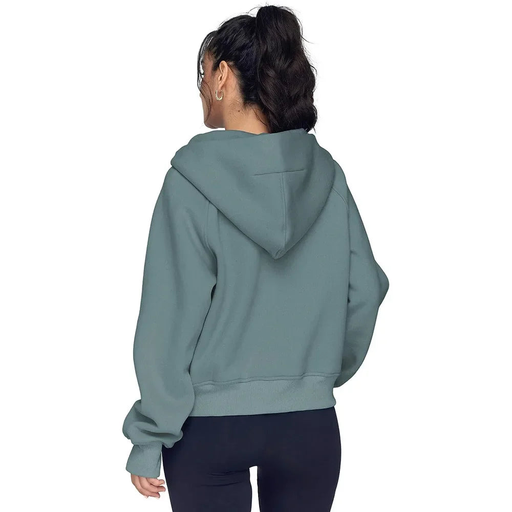 Half Zip Sweatshirts Cropped Hoodies Fleece Womens Quarter Zip Up Pullover Sweaters Fall Outfits 2025 Winter Clothes