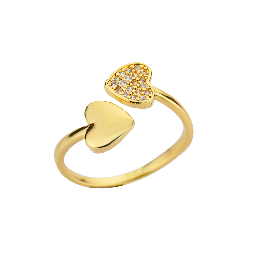 Heart Rings For Women Stainless Steel Gold Color Heart Couple Rings Anniversary Wedding Aesthetic Jewelry Gift Bague Femme