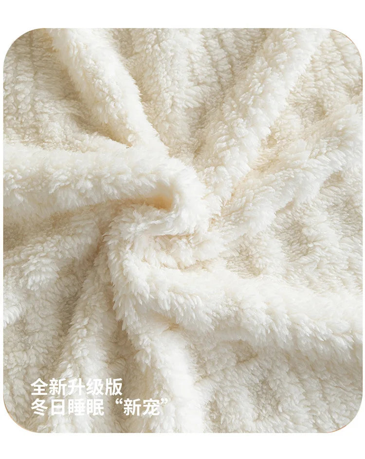 Solid color taffle waffle jacquard blanket multi-functional comfortable cotton velvet blanket nap blanket