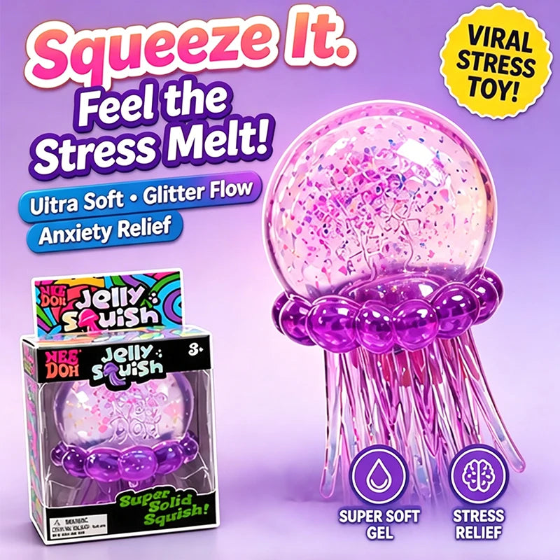 Needoh Jellyfish Squishy Lovely Shape Squeeze Sensory Toy Stress Relief Anti Anxiety Focus Calming Toy for ADHD and Autism