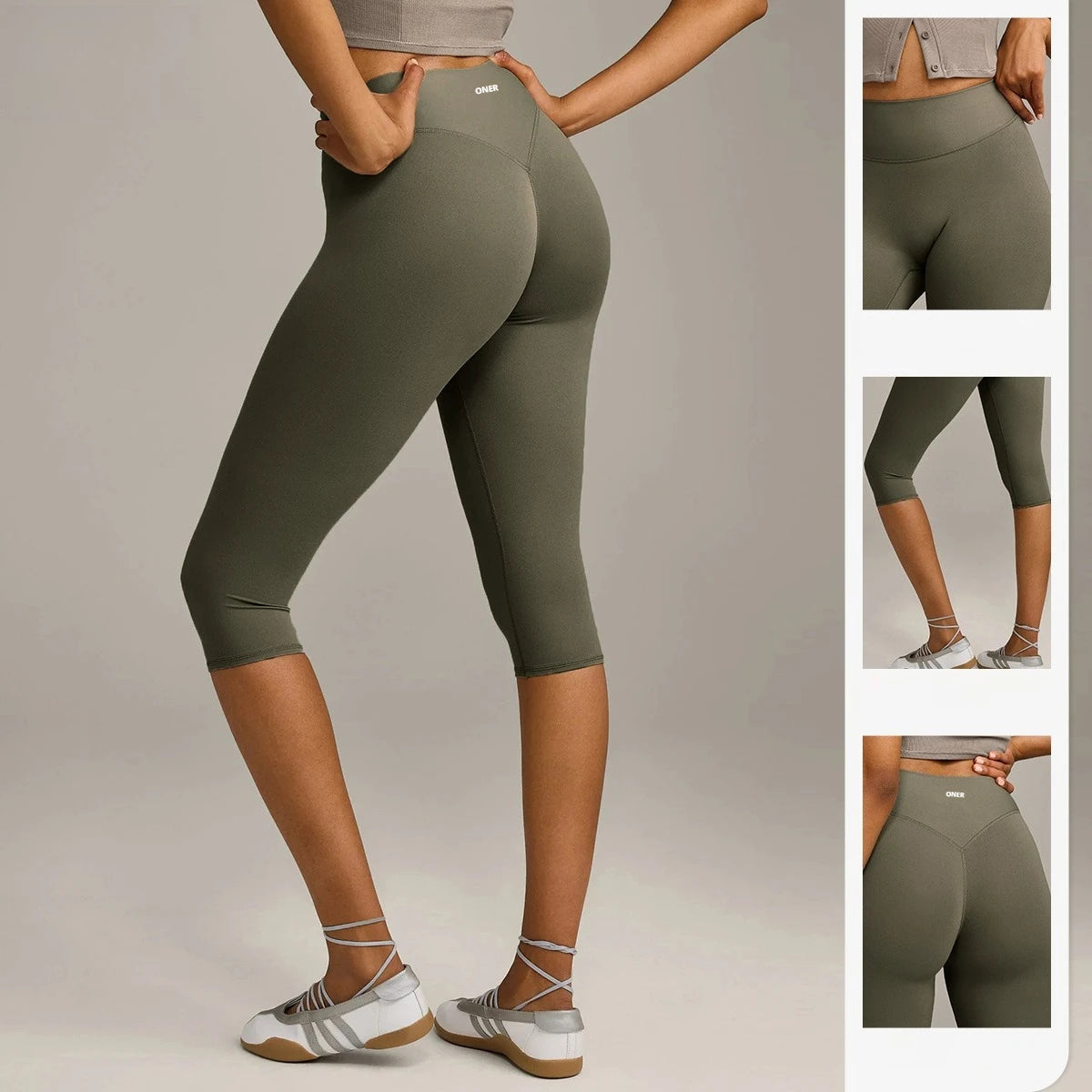Women 7/8 Yoga Capris Double-sided Brushed 4-Way Stretch High Waist Skin-friendly Tight Workout Fitness Leggings