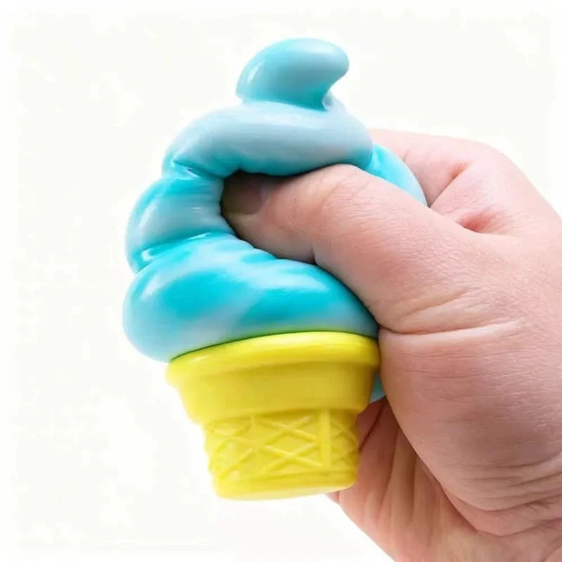 Needoh Nice Cream Cone Sensory Fidget Toy Solid Slow Rebound ADHD Non-toxic Stress Relief Anxiety Fidget Calming Toy Ornament