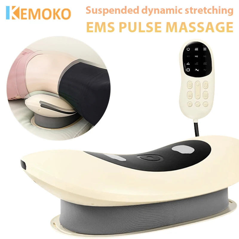 Electric Curved Lumbar Traction Massager Waist Massage Adjustable Vibration Hot Compress Waist Spine Support Back Stretcher
