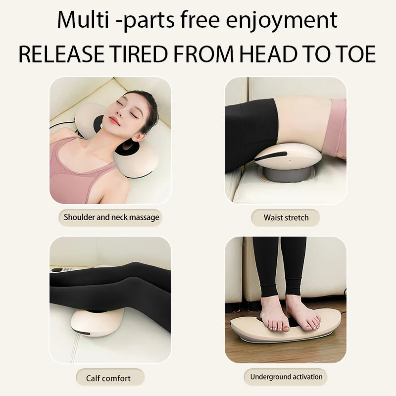 Electric Curved Lumbar Traction Massager Waist Massage Adjustable Vibration Hot Compress Waist Spine Support Back Stretcher