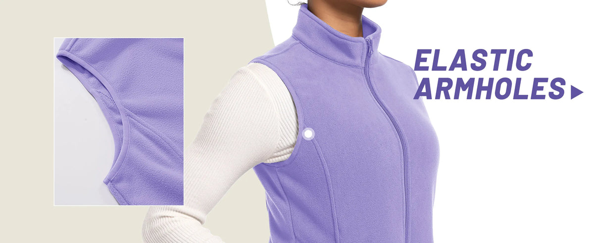 TACVASEN Fleese Sleeveless Vests Womens Fall Winter Thermal Hiking Golf Waistcoats Soft Casual Outerwear Zip Jackets 4 Pockets