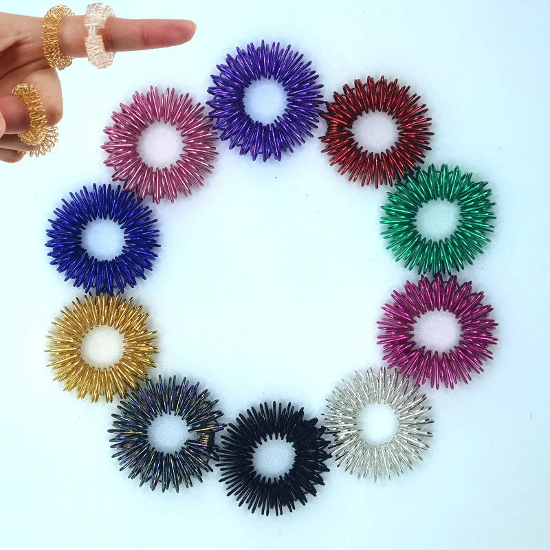 10pcs/Lot Hot Sale Finger Massage Sujok Ring Acupuncture Ring Health Care Body Massage Chinese Medicine Color Gold