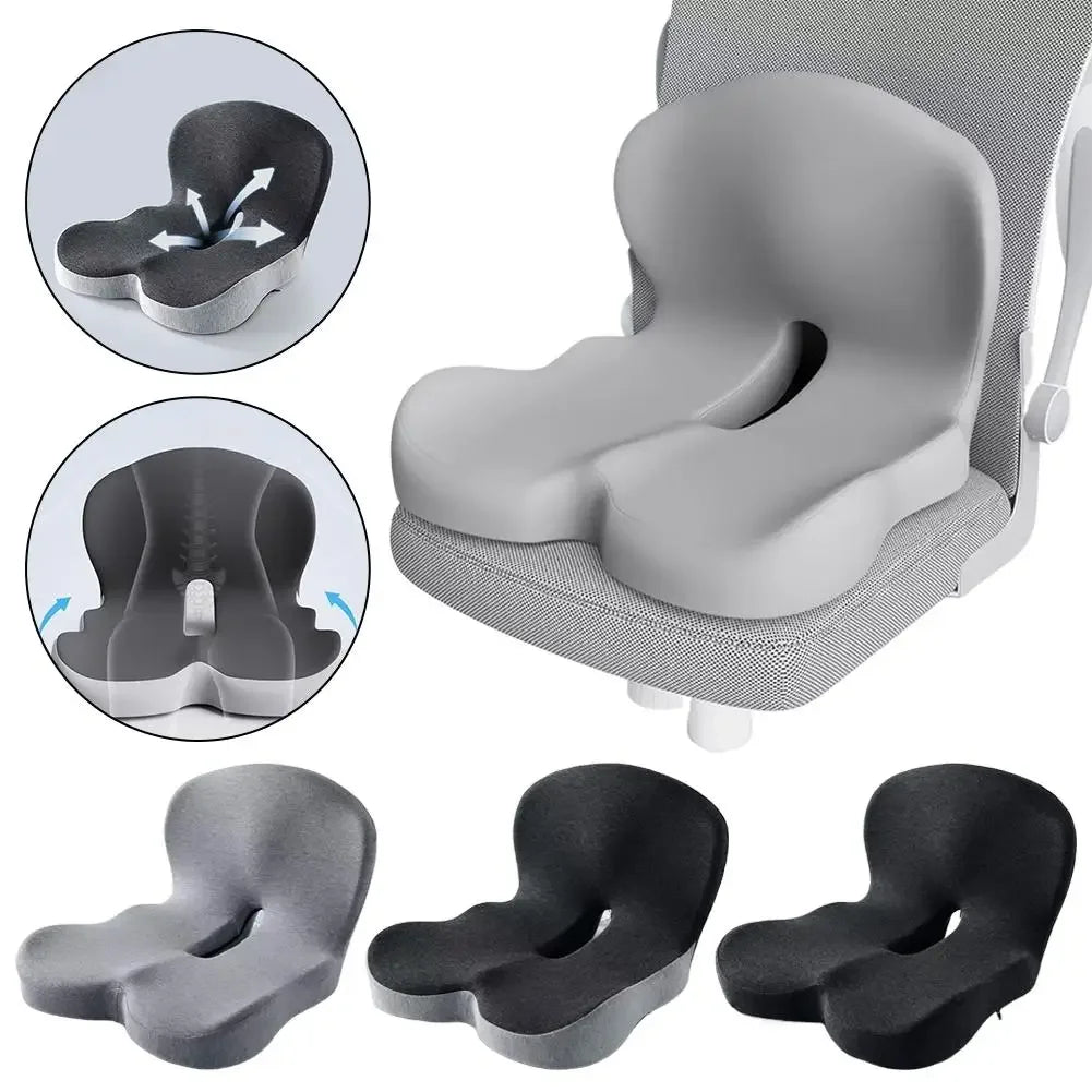 Ergonomic Memory Foam Lumbar Support Set – Integrated Backrest & Seat Cushion Combo, Relieves Back Pain for Office Workers, Students & Drivers, Removable Washable Anti-Dust Mite Cover
