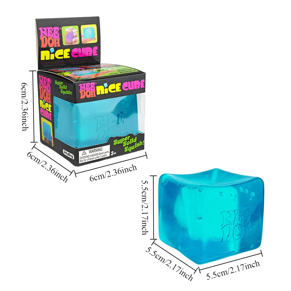 Needoh Nice Cube Sensory Stress Reliever Fidget Tool, Slow Rising Desk Sensory Cube for Anxiety & Focus, for Adults & Kids