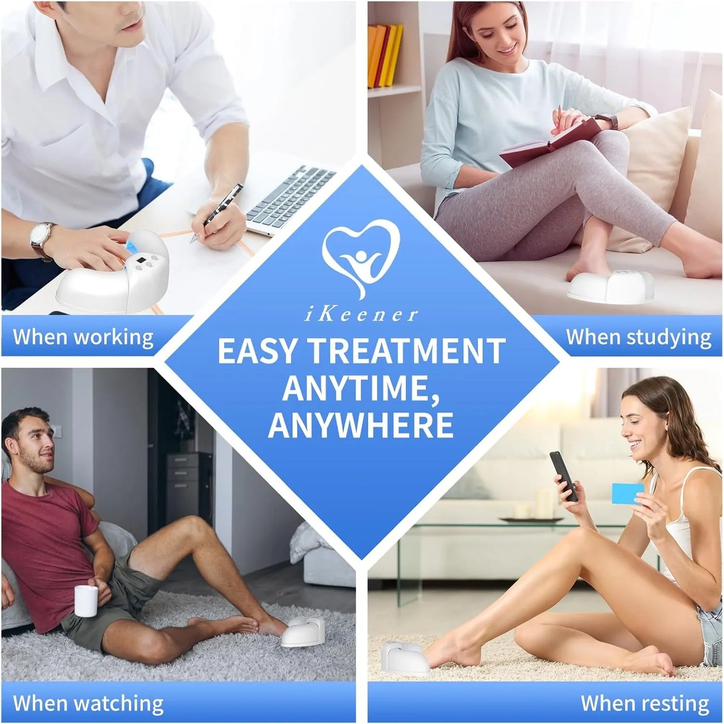 iKeener Nail Fungus Laser Device 8x910nm 14x470nm Cure Onychomycosis Toenail Fingernail Fungal Therapy Device Time display