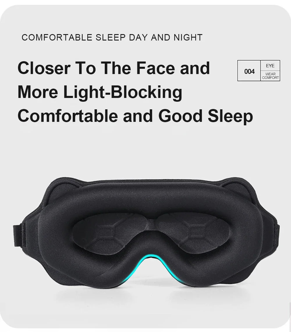 3D Soft Padded Sleeping Mask, Block Out Light Eye Shade for Deep Sleep, Comfort Blindfold Relaxation Aid Eyepatch