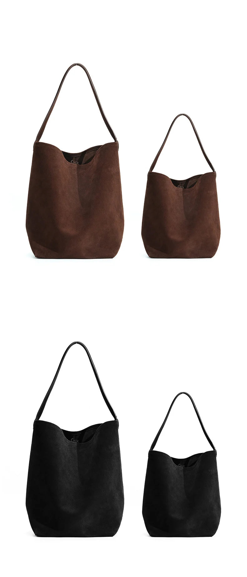 Matte Cowhide Leather Vintage Bucket Bag Large Capacity Tote Shoulder Bag For Women Commuter Elegant Textured Suede Purse Women'