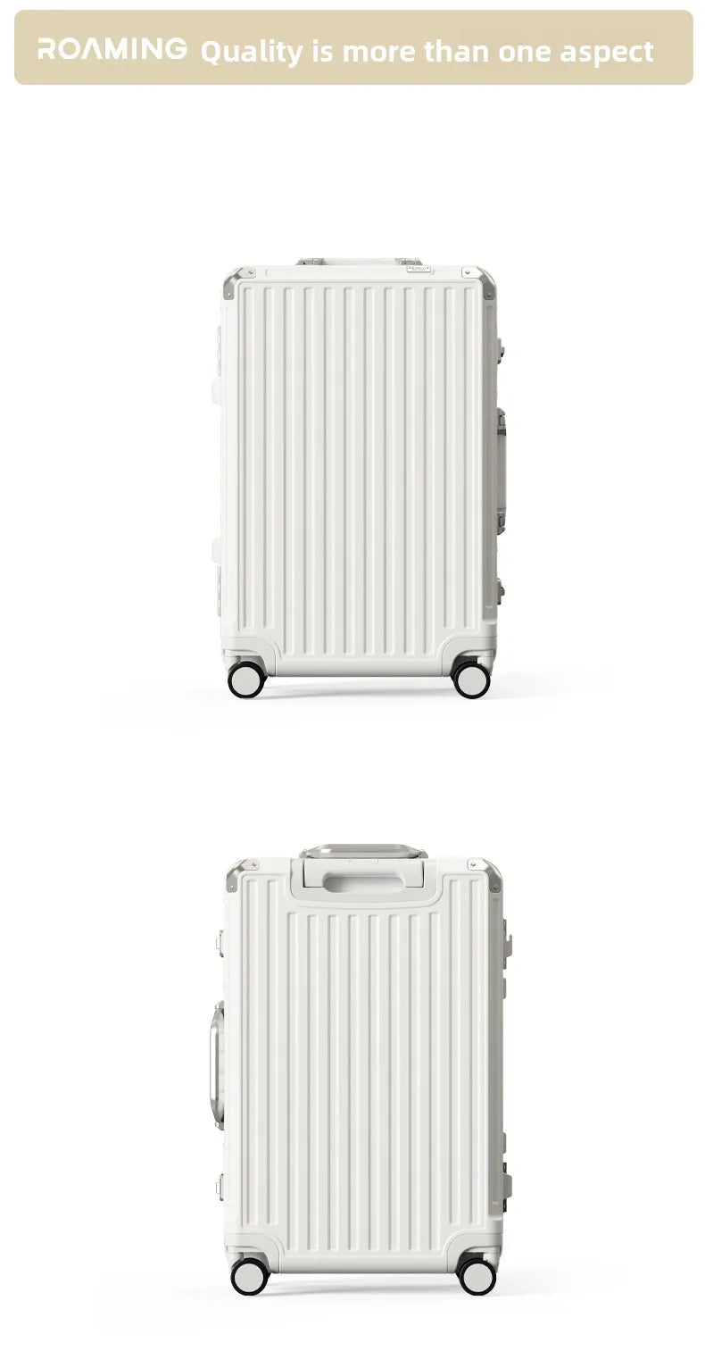 New ultra sturdy aluminum frame luggage,2-Pieces set 20 22 24 26 28 inch carry on luggage suitcase set  high aesthetic board case, universal wheel business travel box set, optional 20-28 inch