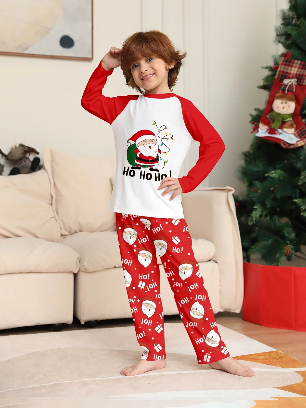 Christmas Family Look Pajamas Set Santa Print Mother Father Kids Matching Outfits Cute Loose 2 Pcs Suit Sleepwear Xmas Wear 4XL
