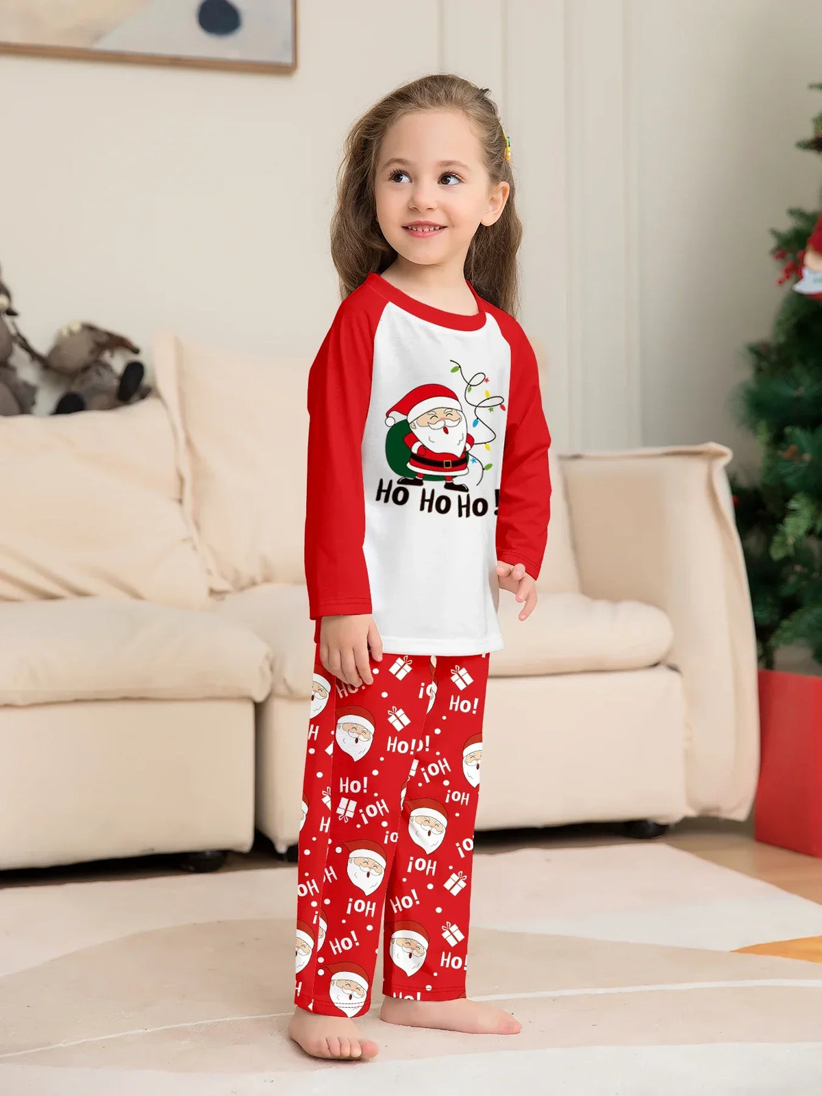 Christmas Family Look Pajamas Set Santa Print Mother Father Kids Matching Outfits Cute Loose 2 Pcs Suit Sleepwear Xmas Wear 4XL