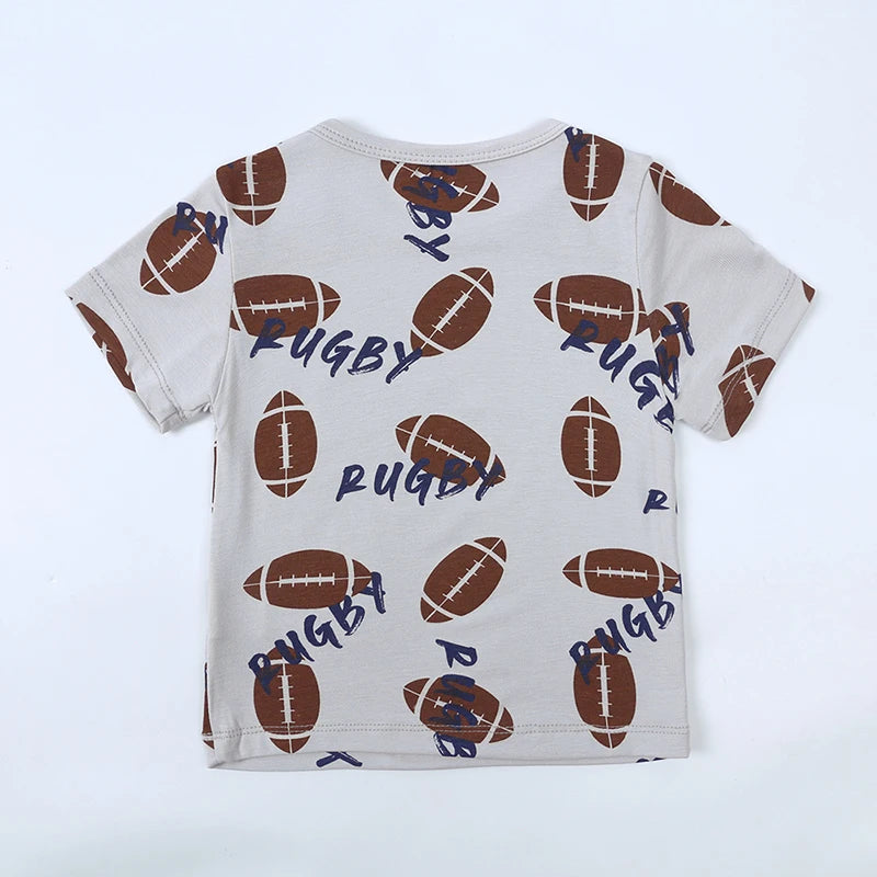 Kids Short Sleeved Suit Baby Boys Girls Clothes Bamboo Fiber Clothing Sets Full Print Sleepwear Costume For Children
