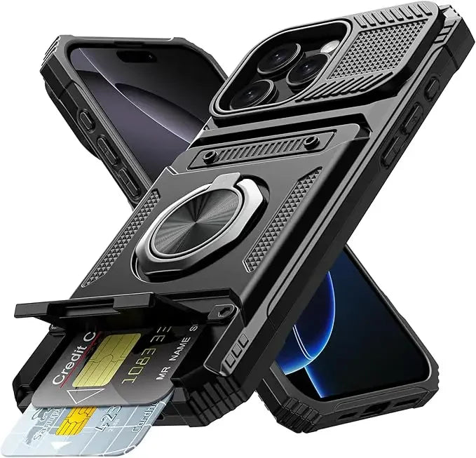 Magnetic Ring Holder Phone Case For IPhone 13 14 15 16 17 Air Pro Max Shockproof Heavy Duty Hard with Card Slot Protective Cover