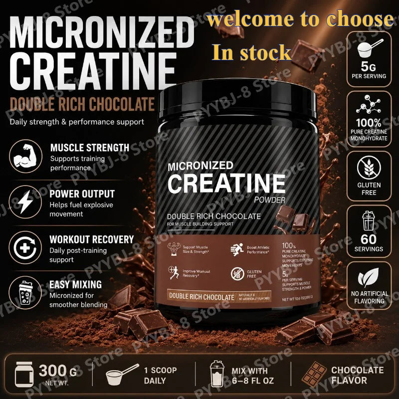 Creatine Monohydrate Powder Chocolate Flavor 10.6 OZ Improve Athletic Performance and Promote Muscle Recovery After Exercise