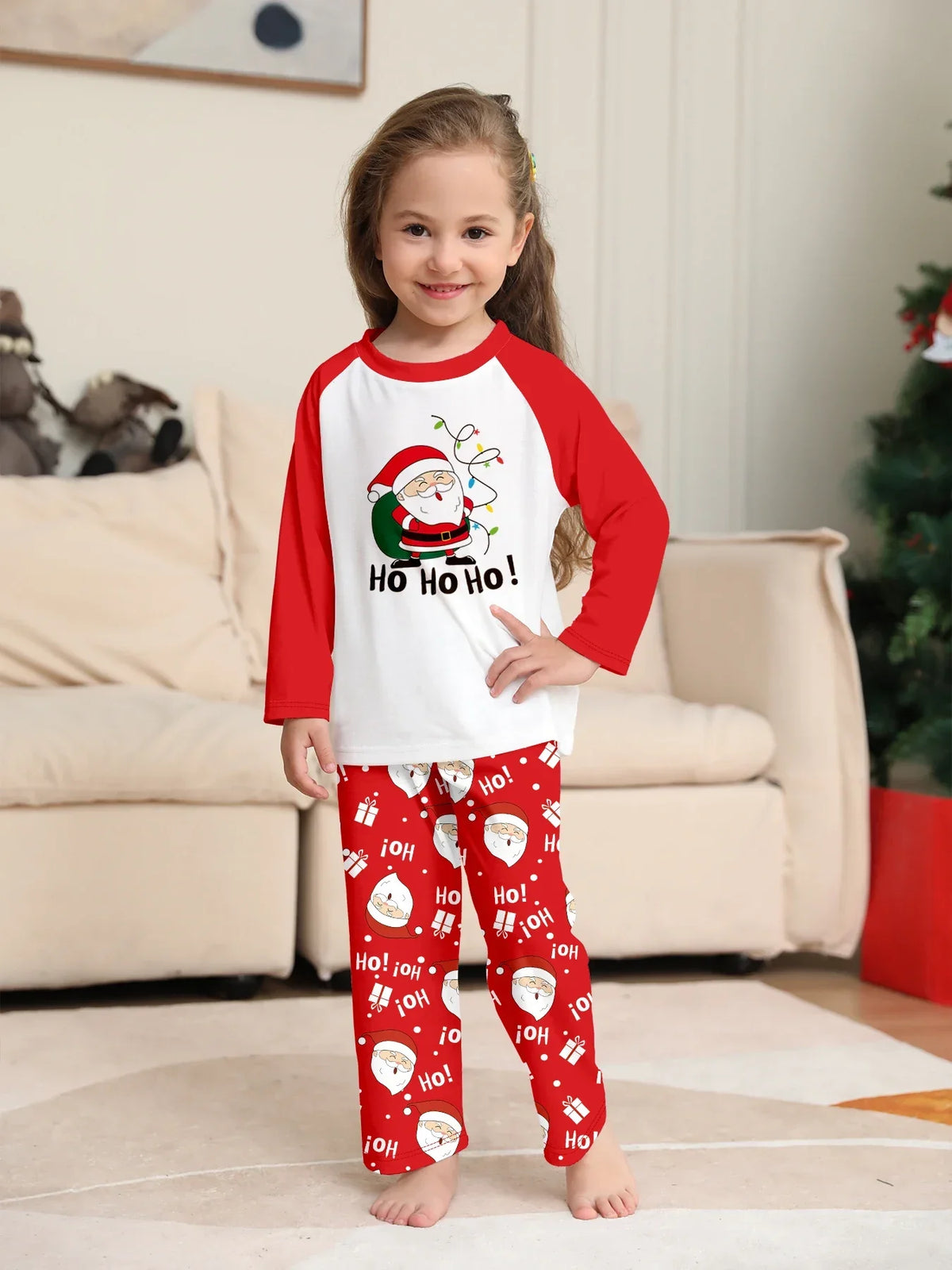 Christmas Family Look Pajamas Set Santa Print Mother Father Kids Matching Outfits Cute Loose 2 Pcs Suit Sleepwear Xmas Wear 4XL