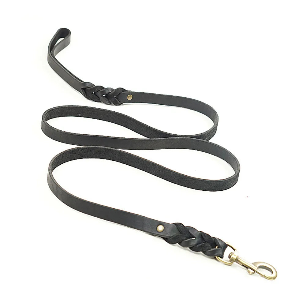 Soft Leather Braided Dog Leash Comfortable Real Leather Dog Leashes for Walking and Training Small Medium Large Dog Pet Supplies
