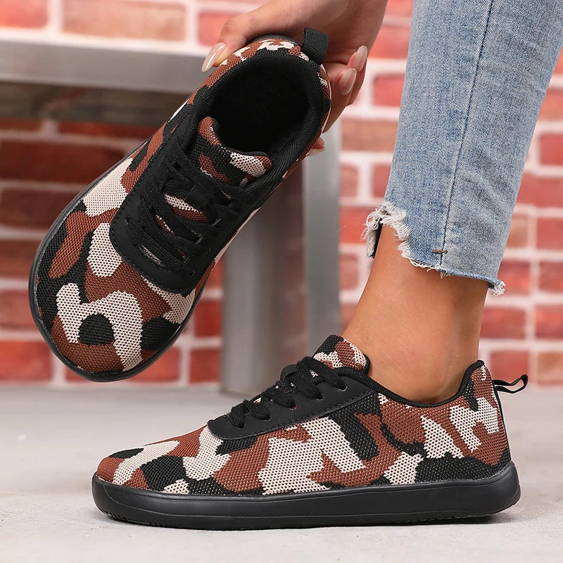 Camouflage Women's Shoes WideToe Breathable Mesh Comfortable Flat Bottom Barefoot Shoes New Soft Sole Chaussure De Mens Sneakers