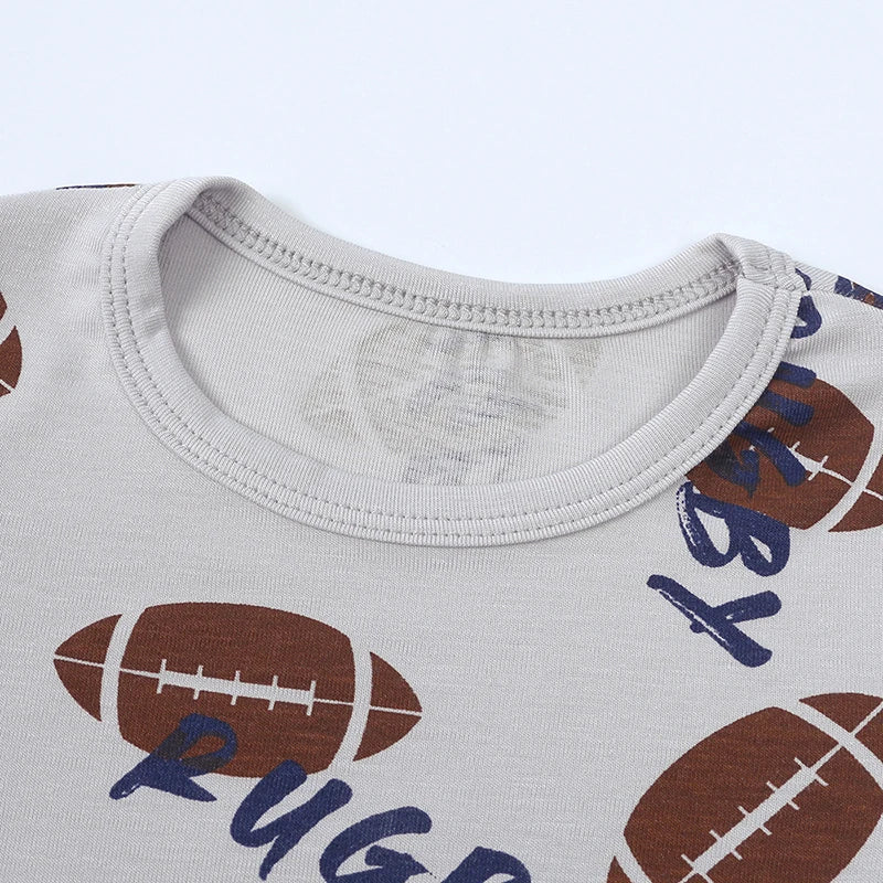 Kids Short Sleeved Suit Baby Boys Girls Clothes Bamboo Fiber Clothing Sets Full Print Sleepwear Costume For Children
