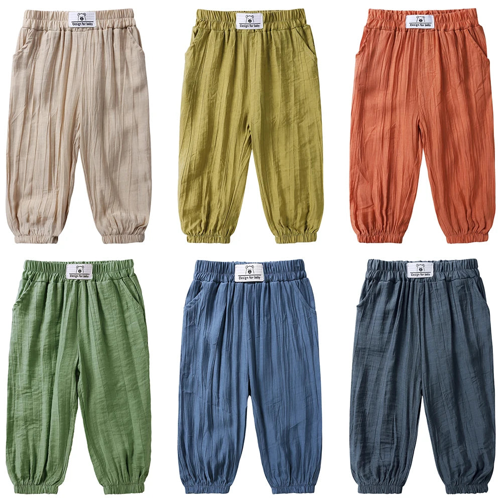 Summer Mosquito Resistant Pants Kids Bamboo Fiber Clothes Toddler Casual Loose Trousers Outer Wear Boys Girls Versatile Bloomers
