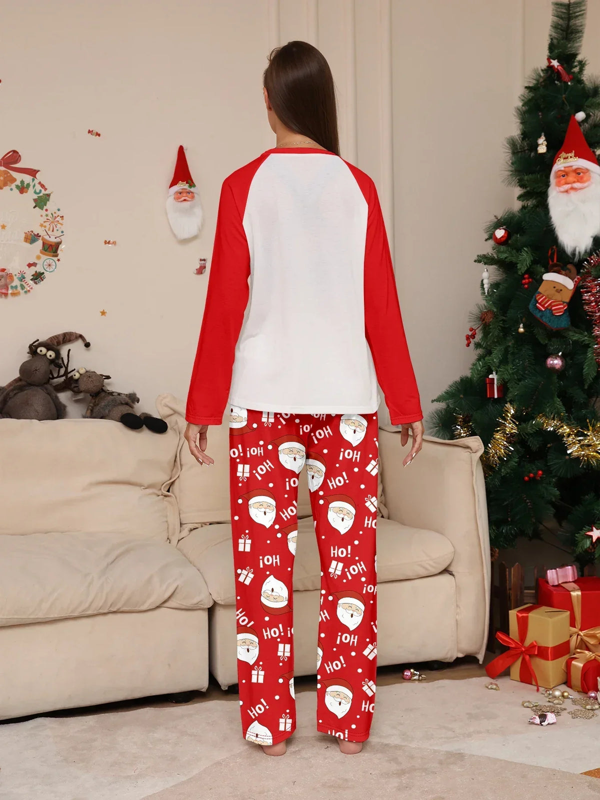 Christmas Family Look Pajamas Set Santa Print Mother Father Kids Matching Outfits Cute Loose 2 Pcs Suit Sleepwear Xmas Wear 4XL