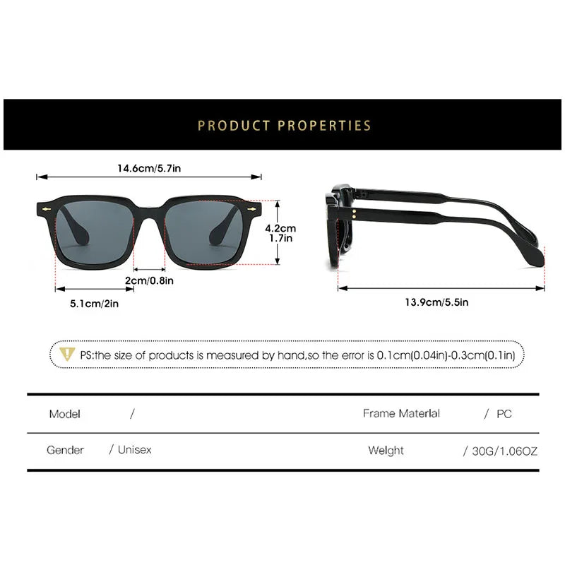 Square Black Myopia Sunglasses Men Women Finished Tinted Lenses Prescription Eyewear Negative Diopter for Outdoor Sun Shade