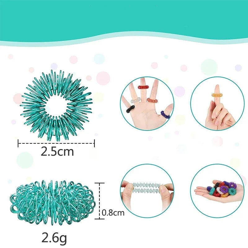 10pcs/Lot Hot Sale Finger Massage Sujok Ring Acupuncture Ring Health Care Body Massage Chinese Medicine Color Gold