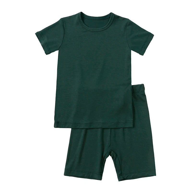 2026 Bamboo Fiber Toddler Kids Pajamas Clothes Solid Hight Elasticity Breathable Sleepwear Set For 9M-7T Boy Girl Loungewear