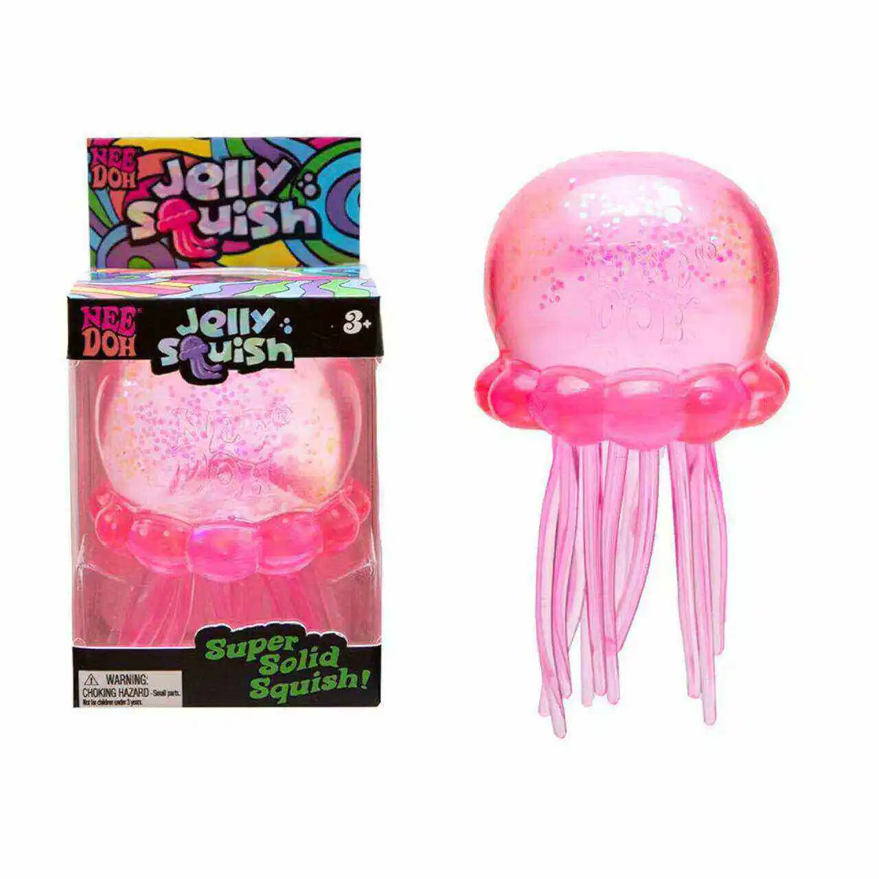 Needoh Jellyfish Squeeze Toy, Transparent Glitter Soft Jelly Fidget Toy, Portable Stress Relief Sensory Toy For Daily Relaxation