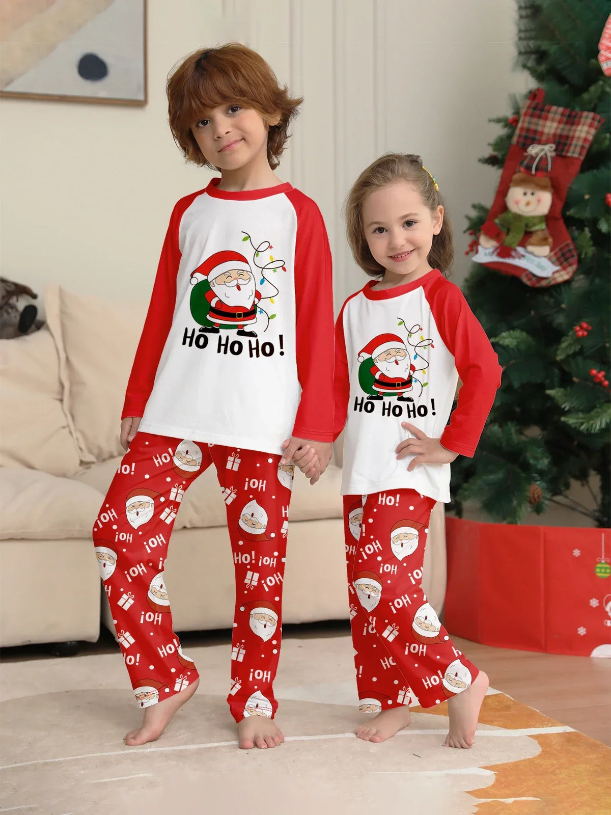 Christmas Family Look Pajamas Set Santa Print Mother Father Kids Matching Outfits Cute Loose 2 Pcs Suit Sleepwear Xmas Wear 4XL