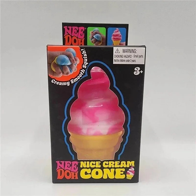 Needoh Nice Cream Cone Sensory Fidget Toy Solid Slow Rebound ADHD Non-toxic Stress Relief Anxiety Fidget Calming Toy Ornament