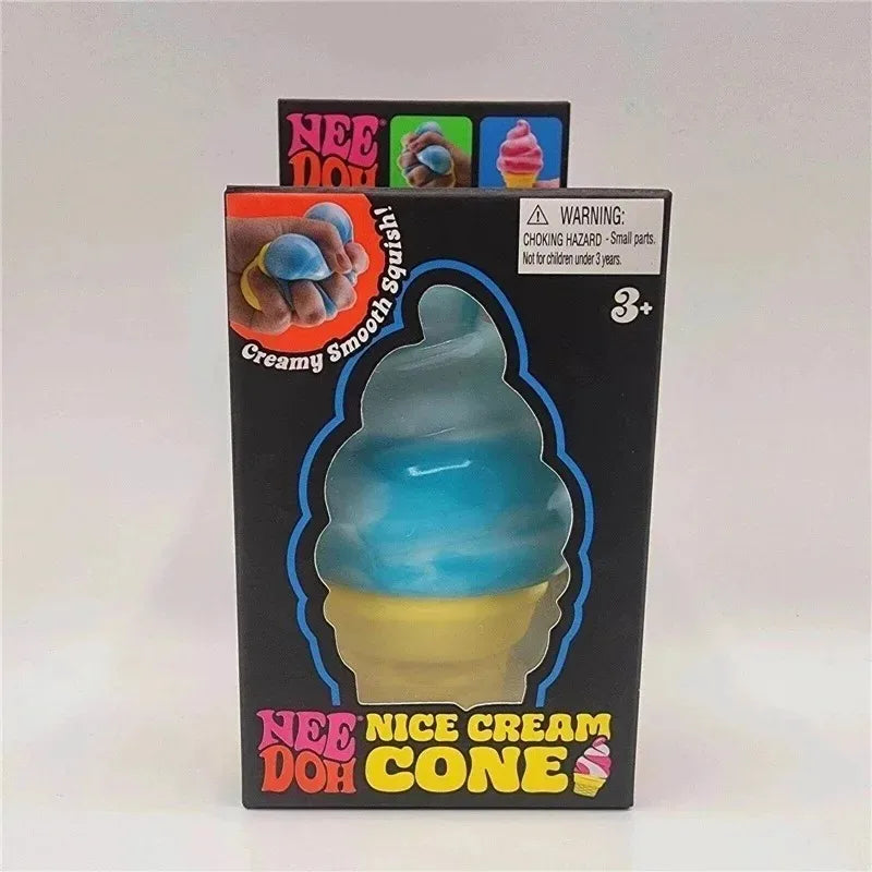 Needoh Nice Cream Cone Sensory Fidget Toy Solid Slow Rebound ADHD Non-toxic Stress Relief Anxiety Fidget Calming Toy Ornament