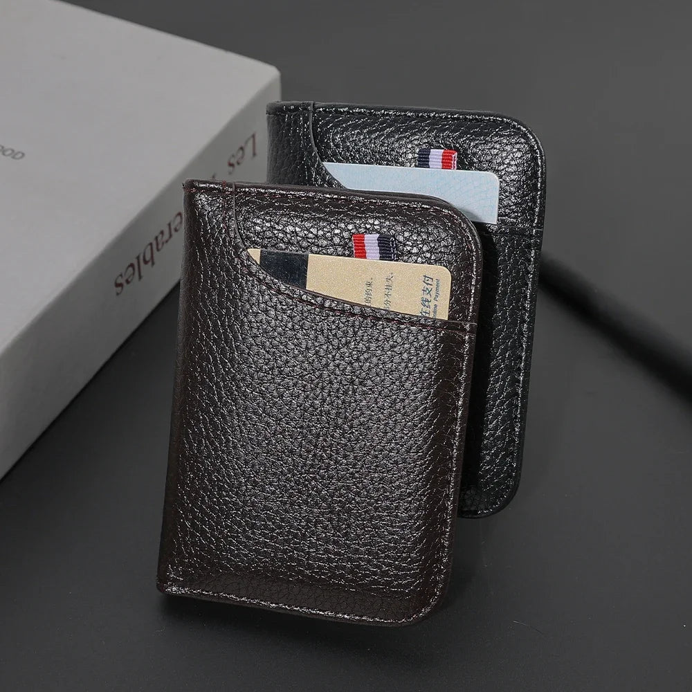 Slim Portable Credit Card Holder PU Leather Mini Wallet Super Thin Men's Short Purse Small Money Pocket Wallet