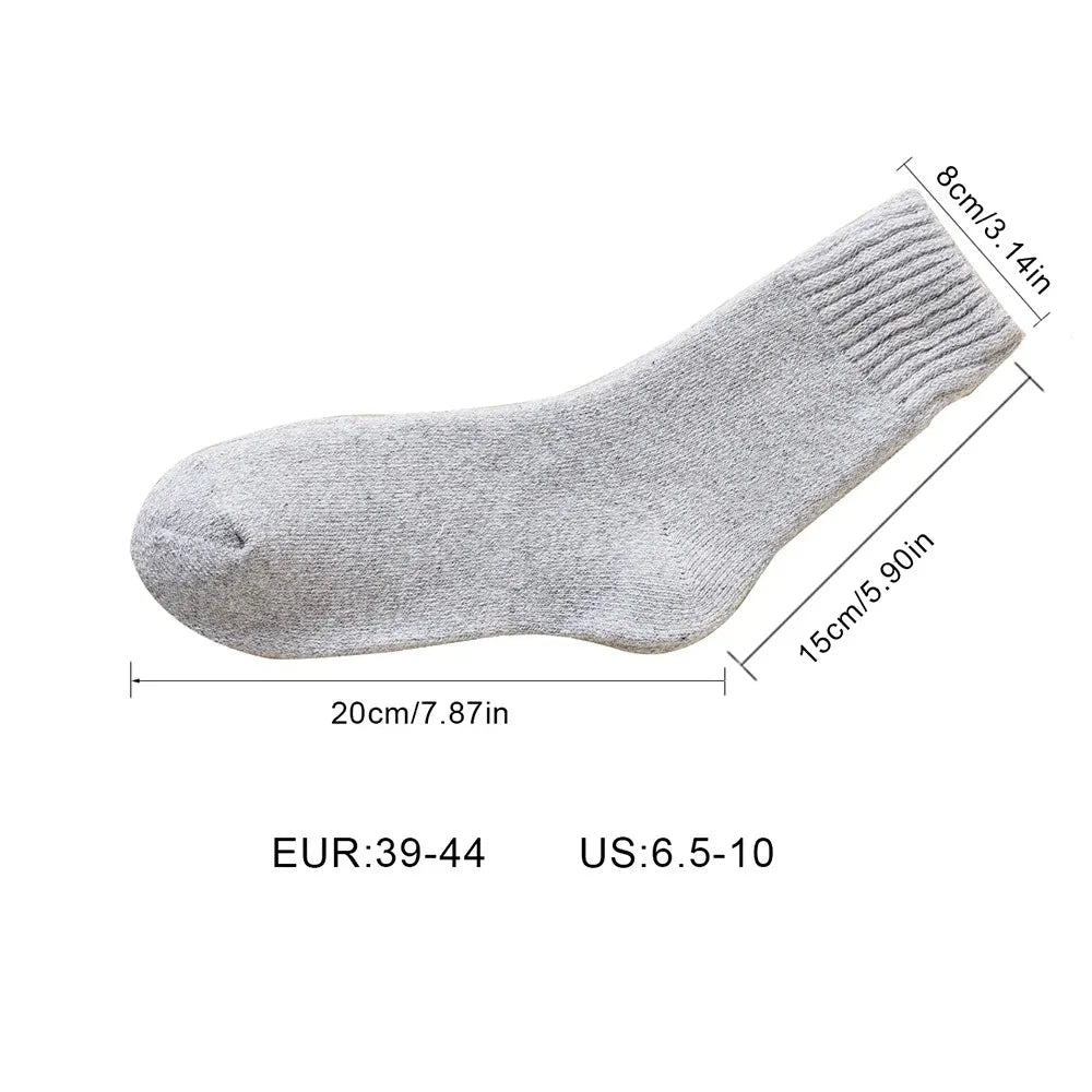 3 Pairs Winter Thick Warm Men’s Wool Socks Outdoor Thermal Cold-Resistant Sports Hiking Snow Socks Gift Size 39-44