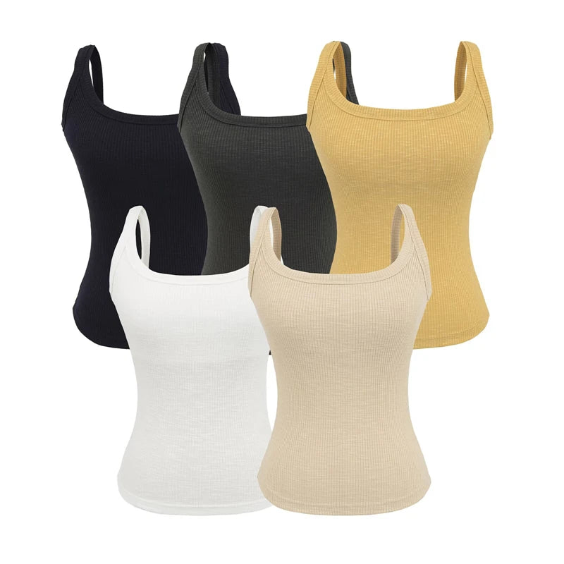 LUNDUNSHIJIA 2025 Summer Women Bamboo Cotton Sexy Backless Camisole Ladies Fashion With Chest Pads Tops 5 Colors
