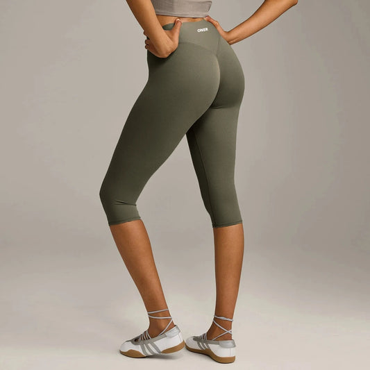 Women 7/8 Yoga Capris Double-sided Brushed 4-Way Stretch High Waist Skin-friendly Tight Workout Fitness Leggings