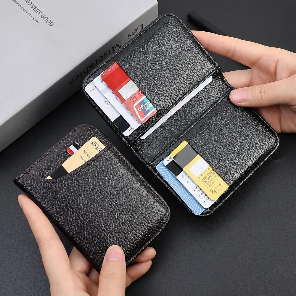 Slim Portable Credit Card Holder PU Leather Mini Wallet Super Thin Men's Short Purse Small Money Pocket Wallet