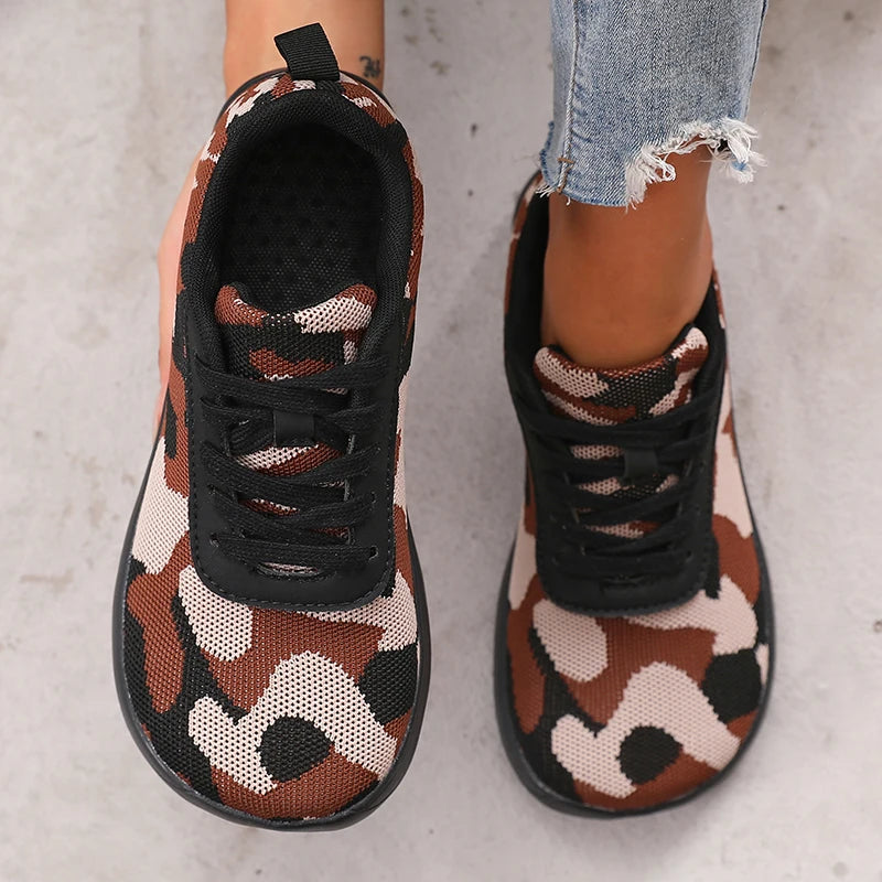 Camouflage Women's Shoes WideToe Breathable Mesh Comfortable Flat Bottom Barefoot Shoes New Soft Sole Chaussure De Mens Sneakers