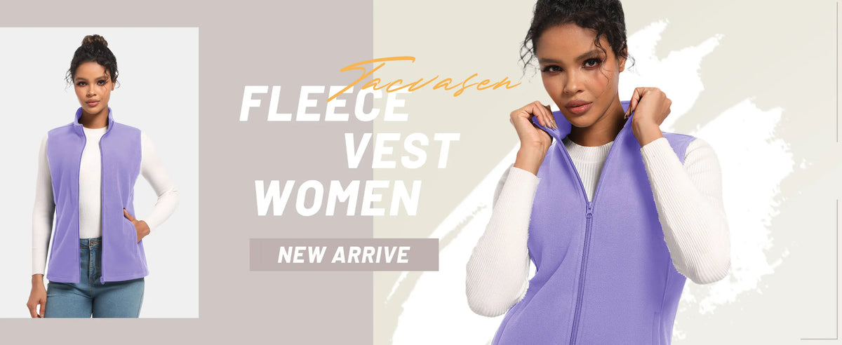 TACVASEN Fleese Sleeveless Vests Womens Fall Winter Thermal Hiking Golf Waistcoats Soft Casual Outerwear Zip Jackets 4 Pockets