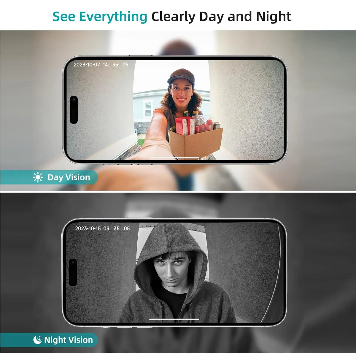 Tuya Smart Video Doorbell Camera 480PHD Wireless doorbell for Home Security, Night Vision, Voice Change, 2-Way Audio, Waterproof