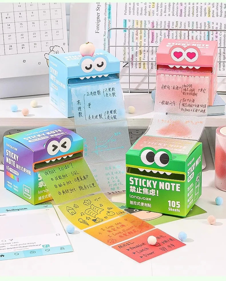 630/105 Sheets Pullable Pearl Posted It Transparent Sticky Note Pads Memo Pad Stationery Office School Supplies Back To School