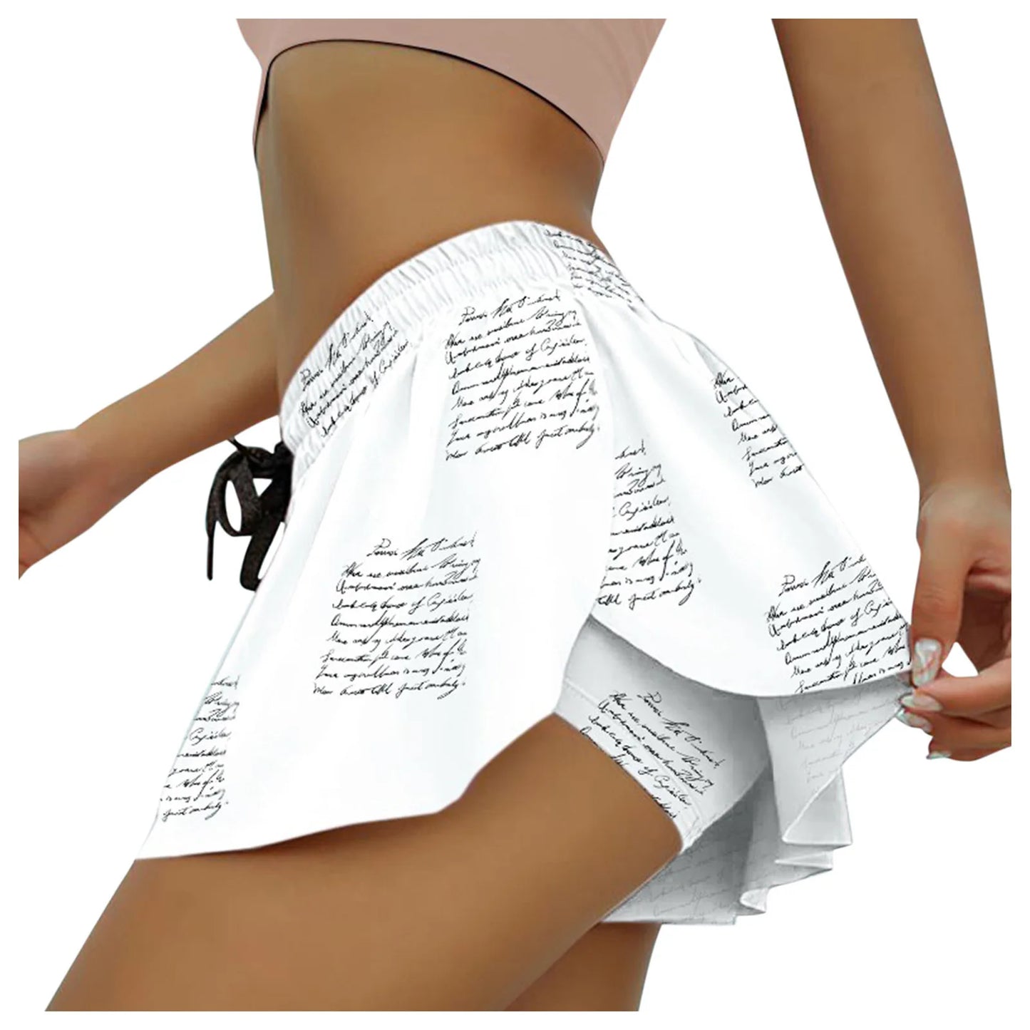 Women's Sport Tennis Skorts Butterfly Print Outdoor yoga Inner Short Skirt High Elastic Waist Golf Mini Hakama For Female Summer