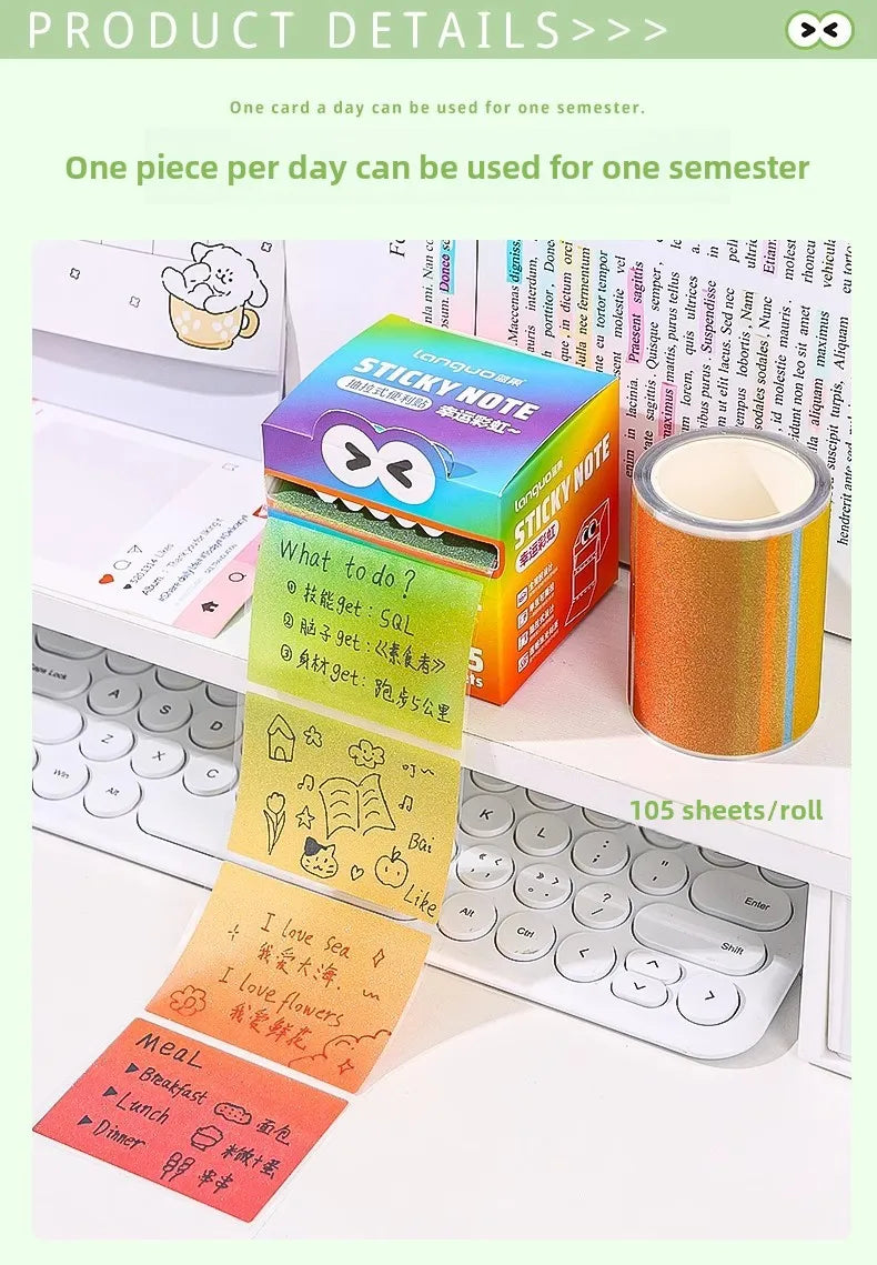 630/105 Sheets Pullable Pearl Posted It Transparent Sticky Note Pads Memo Pad Stationery Office School Supplies Back To School