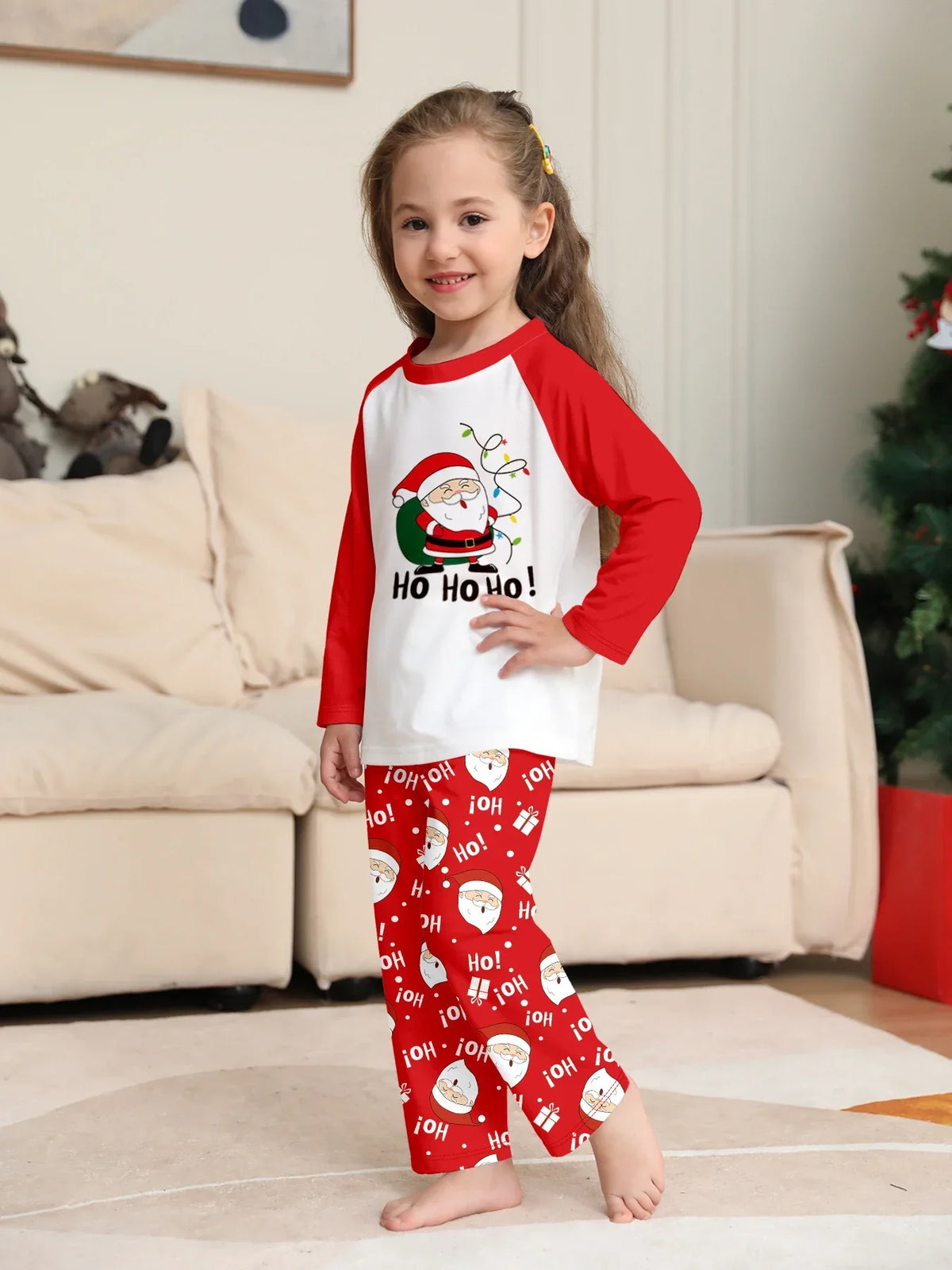 Christmas Family Look Pajamas Set Santa Print Mother Father Kids Matching Outfits Cute Loose 2 Pcs Suit Sleepwear Xmas Wear 4XL